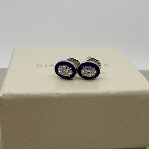 Diamonique Womens Blue Sterling Silver Cubic Zirconia Small Stud Earrings NIB‎